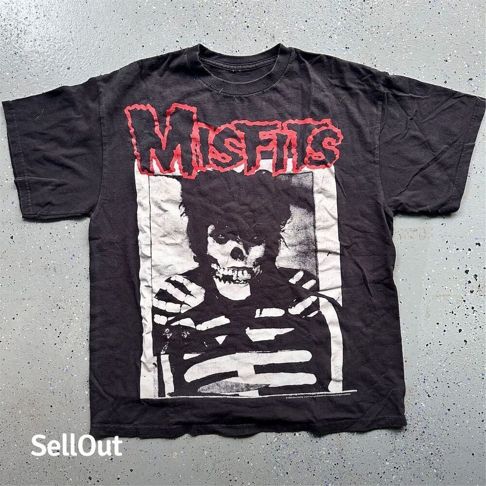 Vintage Misfits Band Tee Men's L Black Punk Rock Graphic T-Shirt Rare 2000s - Picture 1 of 8